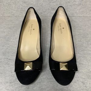 Kate Spade New York Wedges Black Suede Bow Heels